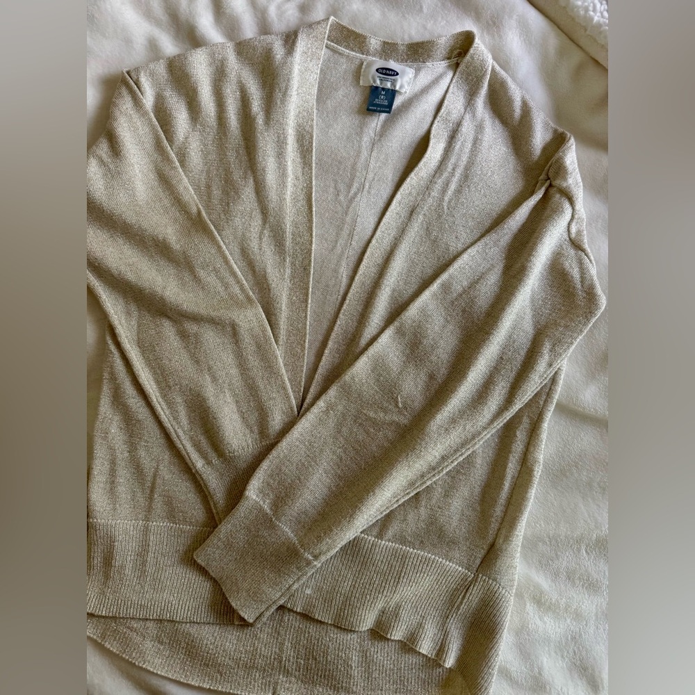 Old Navy Girls Beige Gold Sparkle Cardigan